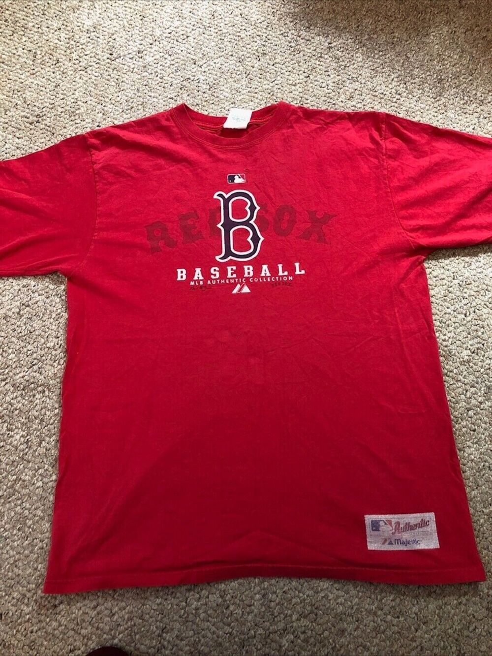 Boston Red Sox MLB Majestic Authentic Large T Shirt Red 100% Cotton